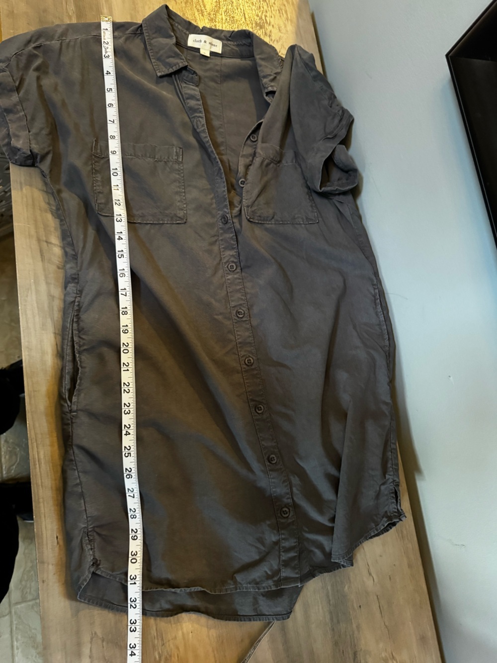 cloth & stone Dark Charcoal Button-Front Dress - Picture 6 of 7